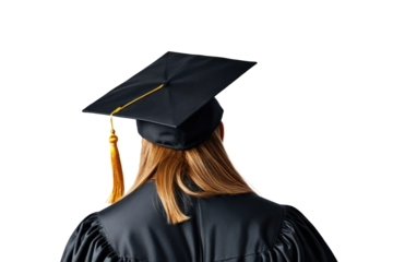 Graduation cap, full body shot, isolated against pure white background, studio lighting, sharp focus on tassel, subtle shadow beneath for depth, high resolution stock photograph, ultra clear