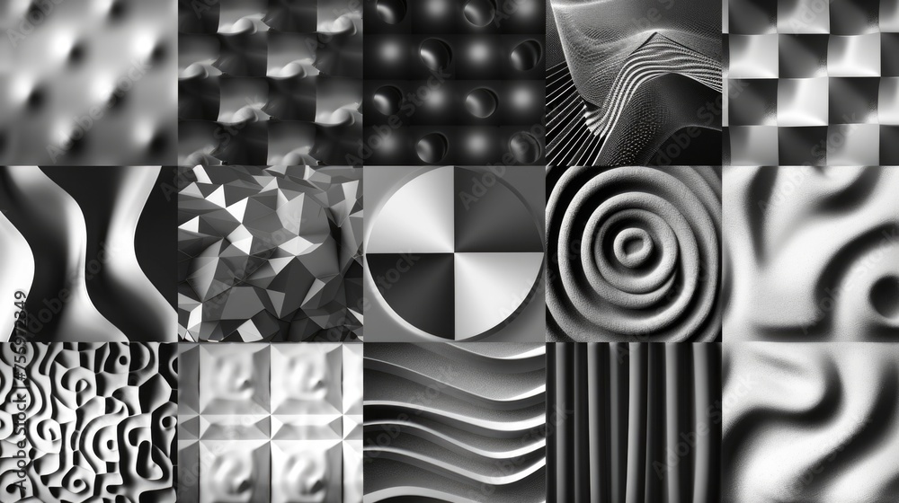 Aufkleber collection of black and white images featuring different shapes. ideal for graphic design projects.