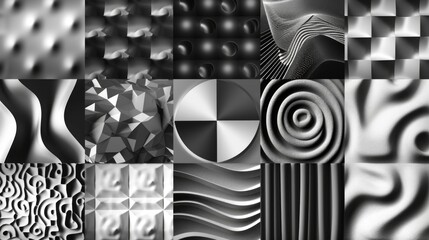Collection of black and white images featuring different shapes. Ideal for graphic design projects.