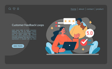 Customer Feedback Loops concept. Interactive evaluation process