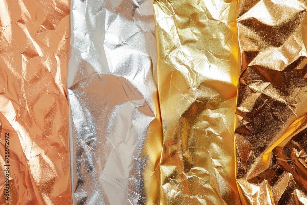 Poster detailed close up of a piece of foil. suitable for various design projects.