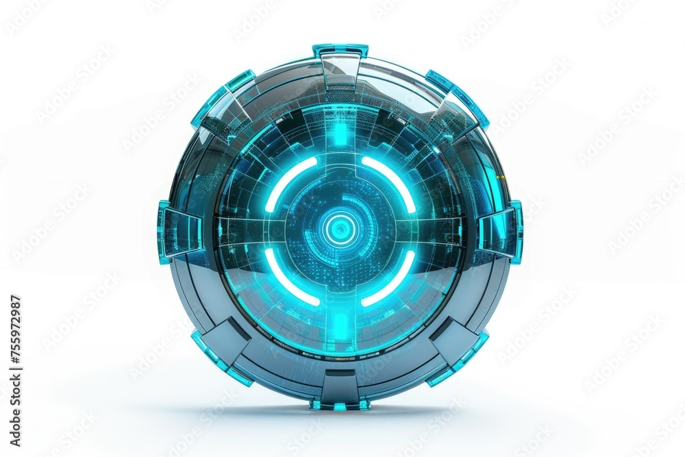 Aufkleber Blue circular object on a white surface, suitable for various design projects.