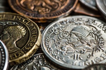 Antique Coins Displaying Artistic Craftsmanship and Historical Value.