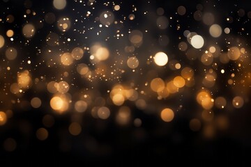 A black background with glowing bokeh lights
