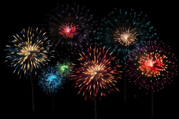 Fototapeta premium A black background with illuminated fireworks
