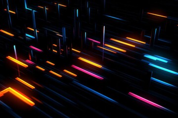 A black background with neon abstract lines