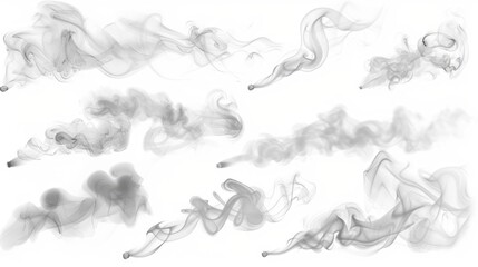 A bunch of smoke on a white background. Perfect for design projects.