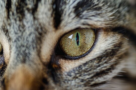 A Detailed Close-Up of a Cats Mesmerizing Green Eye.