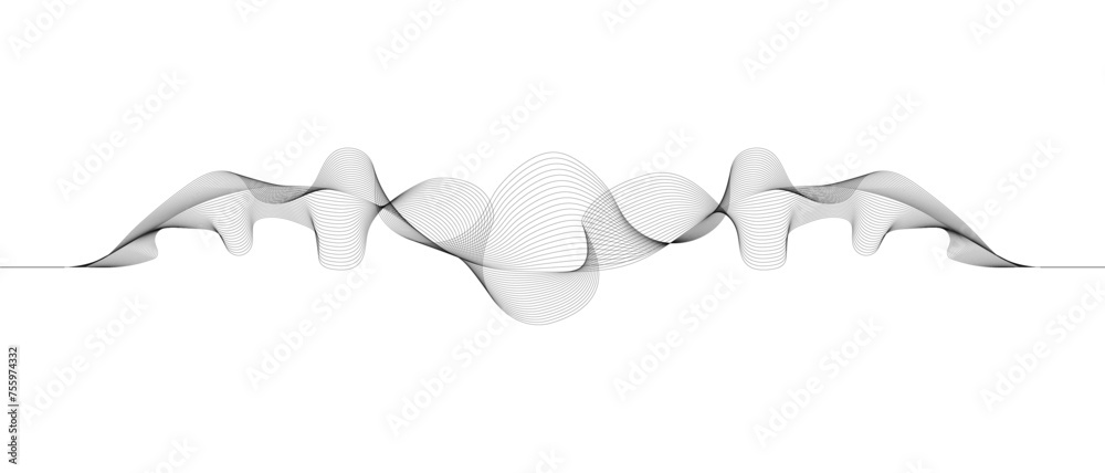 Fototapete Abstract background with flowing wave lines dynamic   curves isolated on transparent background. Vector illustration element used for music, party, technology modern design template, flyer, banner.