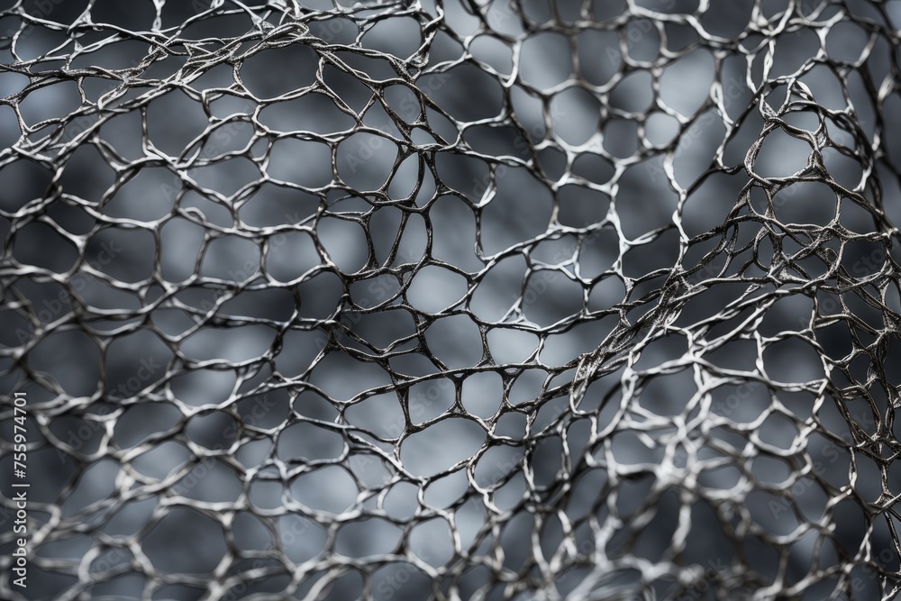 Wall mural A close up of distorted wire mesh, creating an intricate and irregular pattern