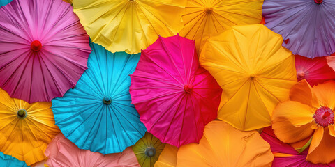 Fototapeta na wymiar Vibrant Bright Color Umbrella Background