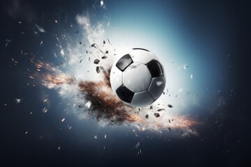 Naklejka premium A fluid motion shot of a soccer ball in mid-flight during a free-kick