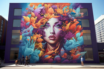 Witness the beauty of urban expression through a dynamic street art mural.