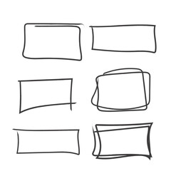 Hand drawn square frames in sketchy style. Rectangular handdrawn grungy borders. Vector illustration of pencil outline stroke framework box. Collection of doodle school draft frames	
