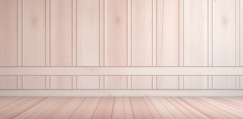 Elegant Pastel Pink Wall Paneling with Wooden Floor - Classic Empty Room with Boiserie in Modern Interior Design