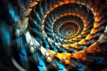 An abstract image of a 3D toroidal helix with mesmerizing geometric symmetry