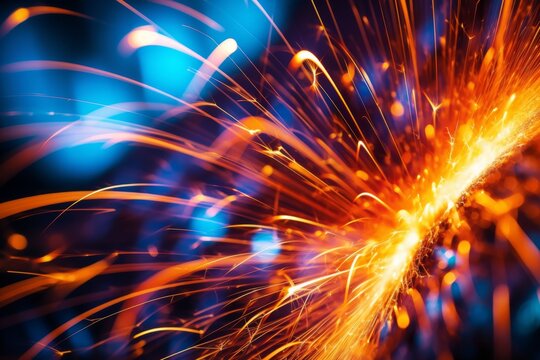 An abstract image of colorful sparks in an electric welding process