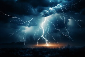 Naklejka na ściany i meble An abstract image of lightning striking during a thunderstorm