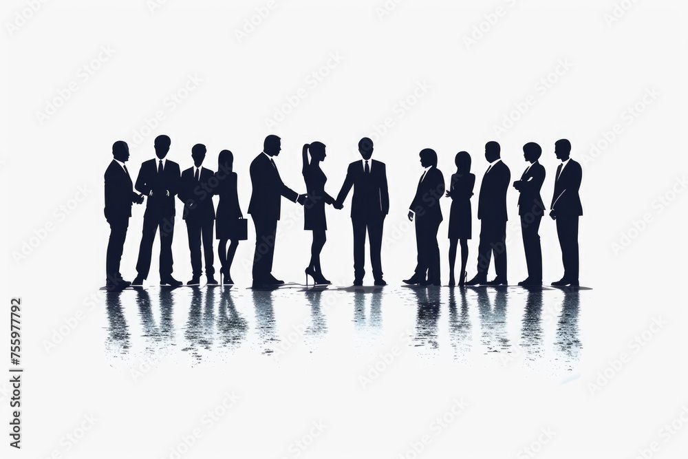 Poster a group of business professionals shaking hands. suitable for business concepts.