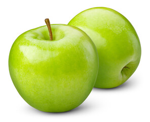 Green apple transparent PNG. Green apples isolated on transparent or white background. Two green apples isolate.