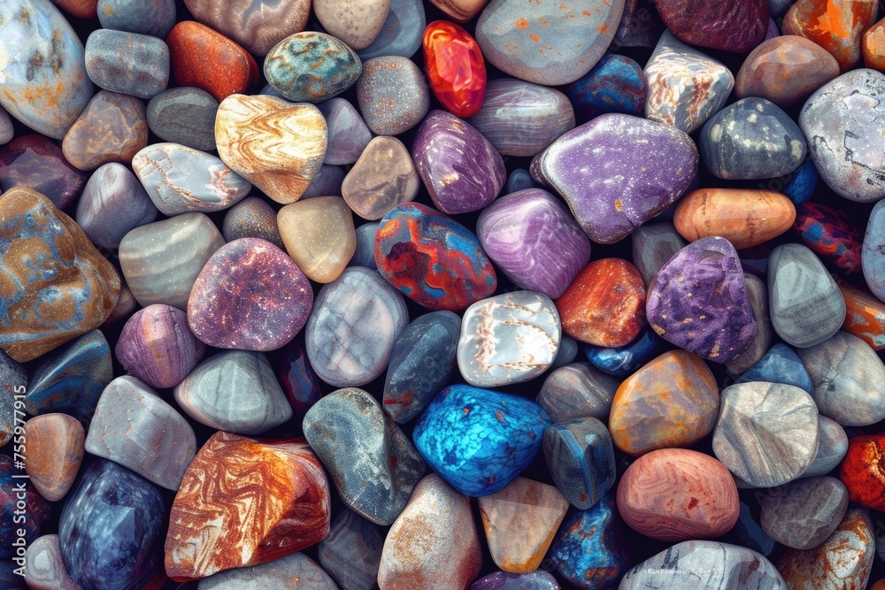 Poster A close-up shot of a bunch of rocks. Suitable for various nature and geology themes.