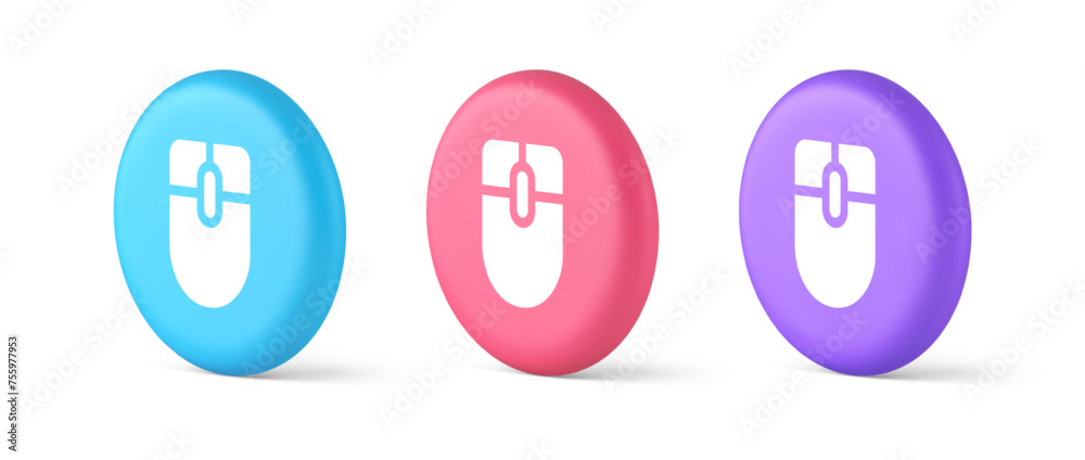 Poster mouse computer scrolling device cursor button click control cyberspace interface 3d circle icon