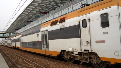 Fototapeta premium Train at the station in Kentira, Morocco