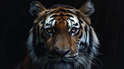 Fototapeta premium Close up of a tiger's face, suitable for wildlife themes.