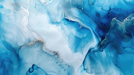 Close up view of a vibrant blue and white painting. Perfect for art enthusiasts and interior designers. - obrazy, fototapety, plakaty