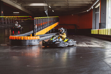 Competitive Indoor Kart Racing in Action