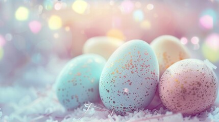 Fototapeta na wymiar Easter Elegance, Beautiful Card with Colorful Eggs