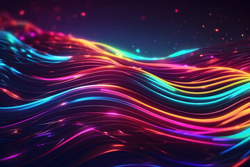 Fototapeta na wymiar Colourful neon laser lines on an abstract futuristic background design.