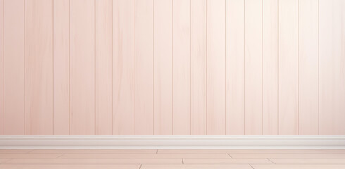 Elegant Pastel Peach Wall Paneling with Wooden Floor -Modern Interior Design with Classic Empty Room