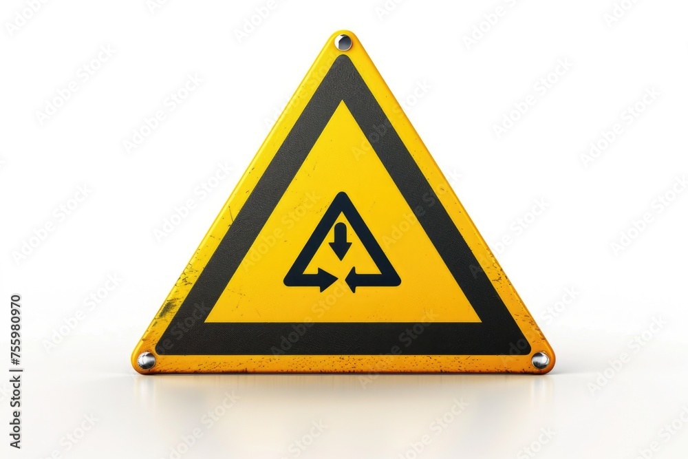 Aufkleber A yellow triangular sign with a black triangle, suitable for various warning or caution concepts.