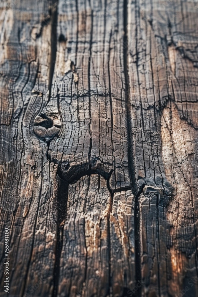 Poster a detailed view of a wooden piece on a table. suitable for various design projects.