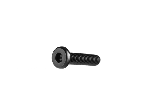 hex socket head screw in black color on isolated white background close up