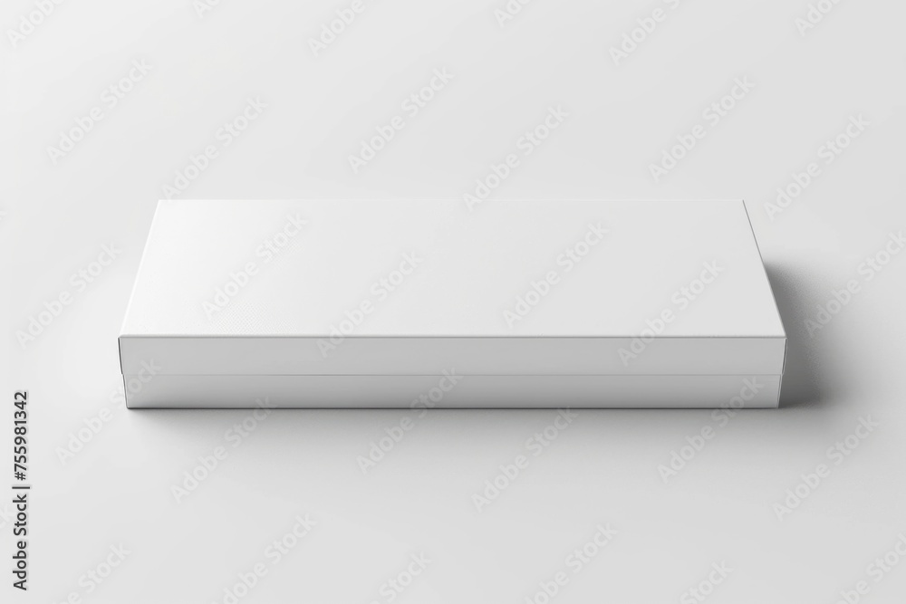 Poster white box placed on a plain surface, suitable for product mockups.