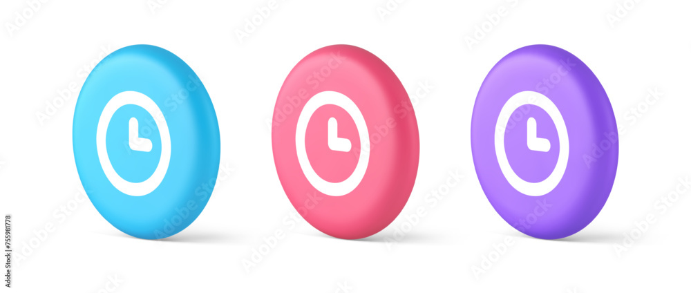 Poster timer countdown deadline control button time management watch web app design 3d circle icon