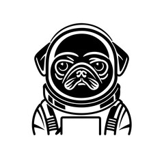 pug wearing spacesuit