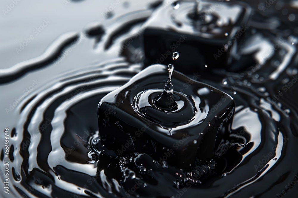Poster close up of a black object in a body of water, suitable for various aquatic themes.