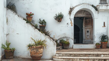 Fototapeta na wymiar the entrance of a white town in italy