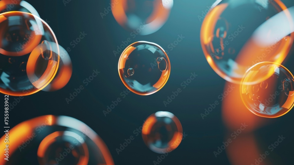Poster A bunch of bubbles floating in the air, perfect for adding a whimsical touch to any design project.