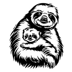 Fototapeta premium Sloth Mama And Baby