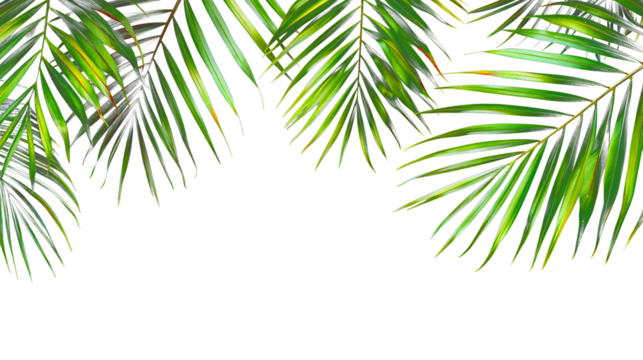palm leaf border cut out isolated on transparent png background
