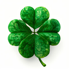 Lucky Charm: Four Leaf Clover on a White Background
