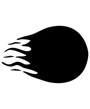 black silhouette illustration of a fire ball