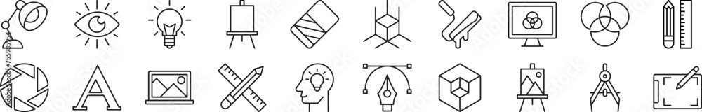 Wall mural designer linear vector icons collection. editable stroke. simple linear illustration for web sites, 
