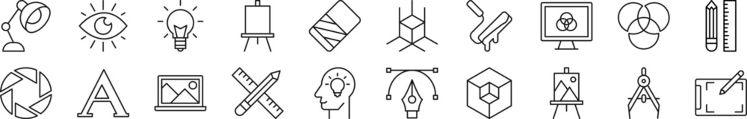 Designer Linear vector icons collection. Editable stroke. Simple linear illustration for web sites, newspapers, articles book