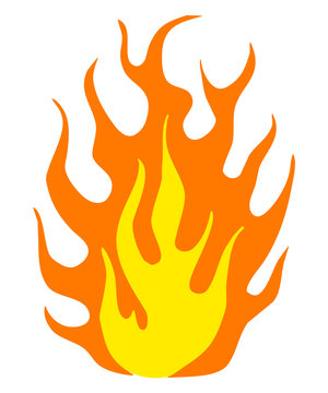 yellow and orange cartoon fire flame icon isolated	