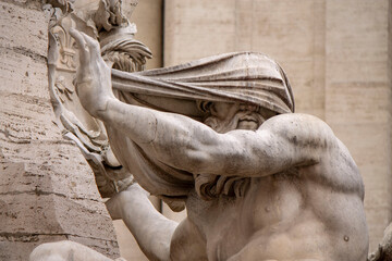 Detail of fountain in Piazza Navona